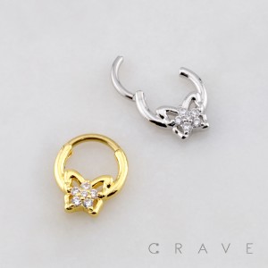 FLOWER BUTTERFLY 316L SURGICAL STEEL SEPTUM HINGED SEGMENT RING